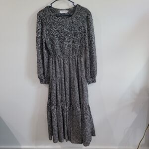 Petal And Pup Womens Midi Dress Size 6 Tiered Black And White‎ Peasant Boho